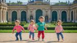 Small kids outside Versailles Palace