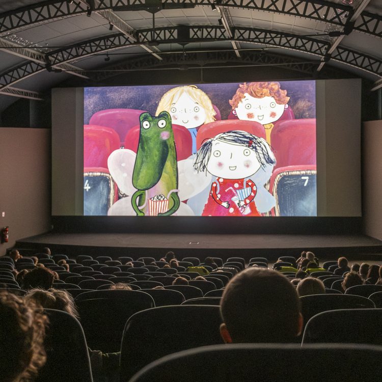 Cinema screen with cartoon